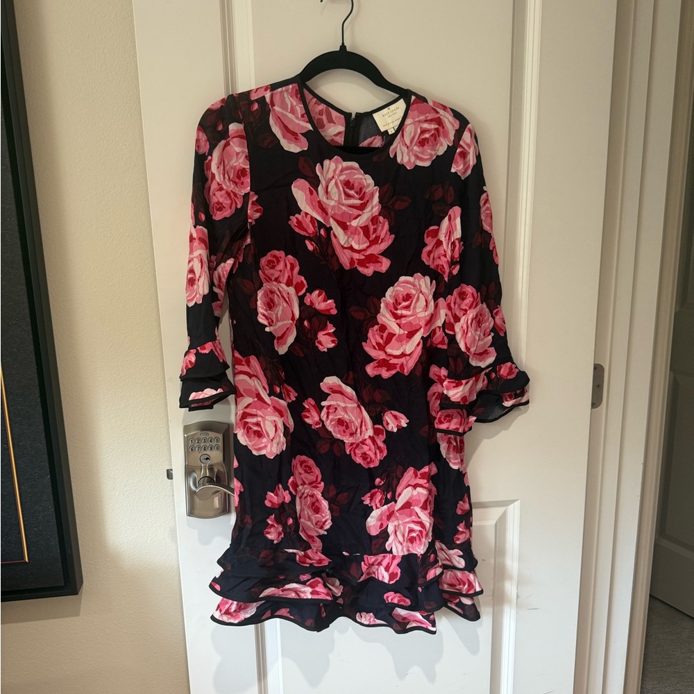 Kate Spade Women's Size S Rambling Roses Rosa Ruffle Hem Shift Dress - Picture 3 of 7